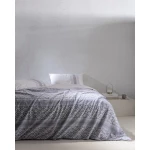 طقم غطاء لحاف أبريال حجم كينج 100% قطن رانفورس مطبوع - رمادي/أزرق، ناعم وقابل للتنفس، شرشف بدون مطاط، 240×220 سم غطاء لحاف + شرشف + وسادة، صناعة تركية من مدام كوكو - مدام كوكو