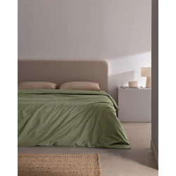 غطاء لحاف مانون حجم كينج 100% قطن رانفورس، تصميم سادة، لون كاكي، ناعم وقابل للتنفس، 240×220 سم، مجموعة تايم ليس، صناعة تركية من مدام كوكو