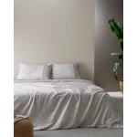 طقم غطاء لحاف كينج أستريد قطن 100%  قماش كريب مطبوع بيج 4 قطع شرشف مطاطي 240x220 سم صناعة تركية من مدام كوكو - مدام كوكو