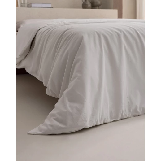 غطاء لحاف مزدوج مانون، قطن 100% رانفورس، تصميم ساده، لون حجري، ناعم ومتین، 200x220 سم، مجموعة تايمليس، صناعة تركية من مدام كوكو - مدام كوكو - Image 4