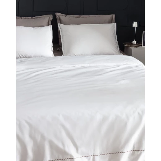 Madame COCO Laila King Size 100% Cotton Embroidered Satin Duvet Cover Set, White, Elegant & Soft, Includes Duvet Cover (240x220 cm), Sheet (260x280 cm), and 2 Pillowcases - Madame COCO - Image 6