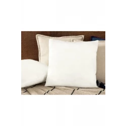 وسادة ديكور داني بيضاء، مقاس 45×45 سم، مربعة، بحشوة بوليستر 100% وغطاء غير منسوج من مدام كوكو