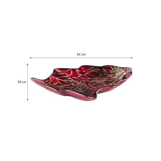طبق ديكور بيرنيت, زجاج أحمر, 24x18 سم, قطعة مركزية أنيقة, لتزيين المنزل, صنع في تركيا من مدام كوكو - مدام كوكو - Image 3