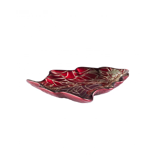 طبق ديكور بيرنيت, زجاج أحمر, 24x18 سم, قطعة مركزية أنيقة, لتزيين المنزل, صنع في تركيا من مدام كوكو