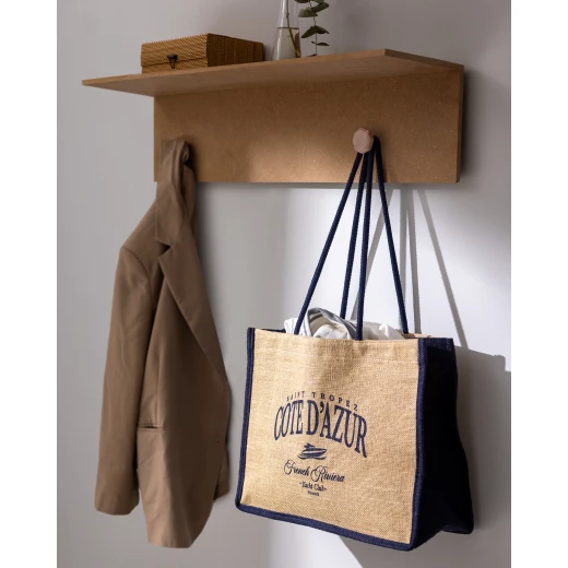 Madame COCO Aventurier Jute Tote Bag, Navy Blue/Earth, Stylish Large Eco-Friendly Beach & Travel Bag for Women, 45x35 cm - Madame COCO - Image 6