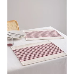 طقم مفرش مائدة رونيت 2 قطعة, قطن, بيج/أحمر, 45×35 سم, ديكور أنيق للمائدة للاستخدام اليومي والمناسبات من مدام كوكو