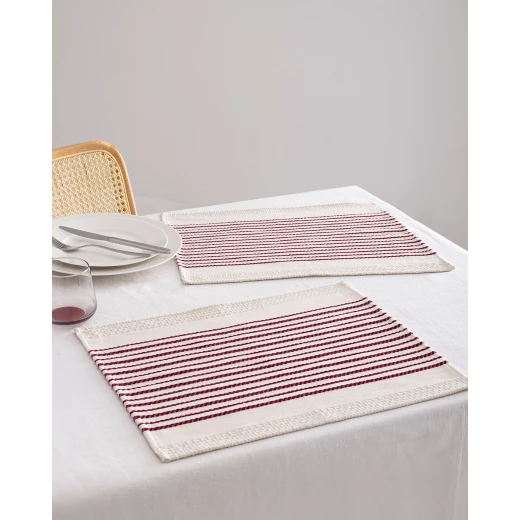 طقم مفرش مائدة رونيت 2 قطعة, قطن, بيج/أحمر, 45×35 سم, ديكور أنيق للمائدة للاستخدام اليومي والمناسبات من مدام كوكو طقم مفرش مائدة رونيت 2 قطعة, قطن, بيج/أحمر, 45×35 سم, ديكور أنيق للمائدة للاستخدام اليومي والمناسبات من مدام كوكو