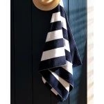 Madame COCO Hector Beach Towel 80x160 cm, 100% Cotton, White & Navy Blue, Soft and Absorbent, Lightweight Summer Towel – Yacht Collection - Madame COCO