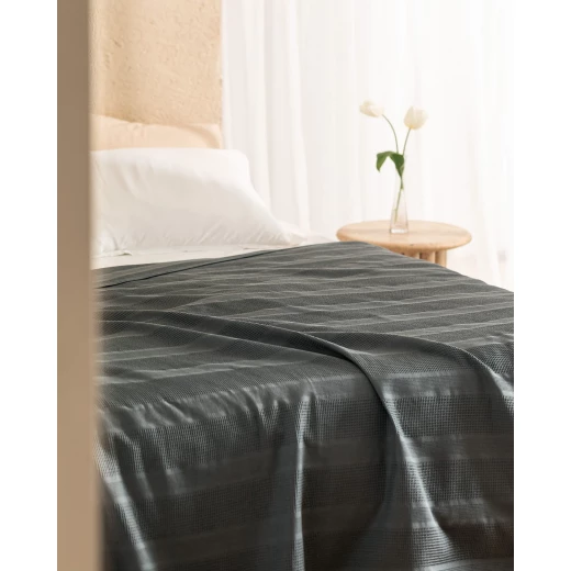 Madame COCO Mathilda Double Ecocell Plain Pique Anthracite, 50% Cotton 50% Lyocell, Soft & Breathable, 200x220 cm - Madame COCO - Image 2