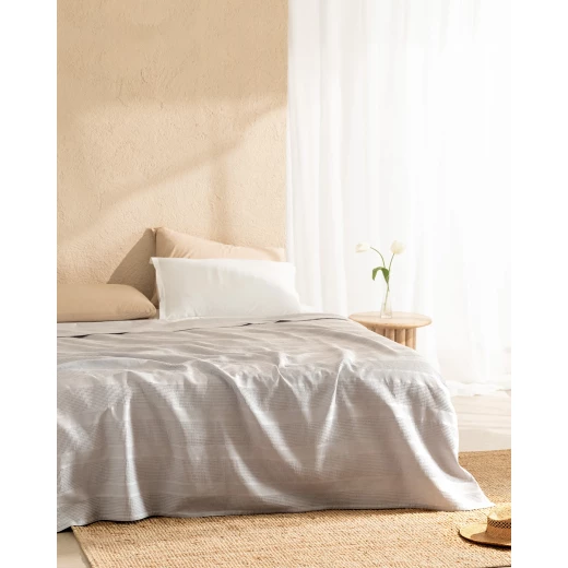 Madame COCO Mathilda King Size Ecocell Plain Pique Gray, 50% Cotton 50% Lyocell, Soft & Breathable, 240x220 cm