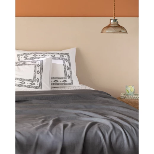 Madame COCO Mathilda King Size Pique Set 100% Cotton, Carded Fabric, Plain Design, Anthracite Color - Madame COCO - Image 2
