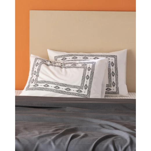Madame COCO Mathilda King Size Pique Set 100% Cotton, Carded Fabric, Plain Design, Anthracite Color - Madame COCO - Image 3