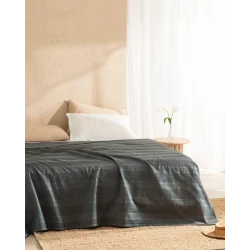 غطاء لحاف مفرد كينج ماتيلدا لون أنثراسيت قطن 100%، ناعم وقابل للتنفس، مقاس 240×220 سم، صناعة تركية من مدام كوكو