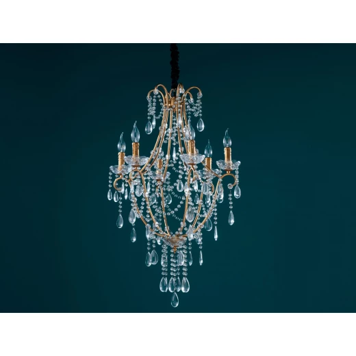 ثريا فرساي الذهبية مصباح سقفي أنيق من المعدن والزجاج والكريستال، مقاس 83×60 سم تصميم كلاسيكي فاخر من مدام كوكو ثريا فرساي الذهبية مصباح سقفي أنيق من المعدن والزجاج والكريستال، مقاس 83×60 سم تصميم كلاسيكي فاخر من مدام كوكو