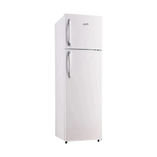 ثلاجة BCD-280W بسعة 253 لتر, كفاءة طاقة A+، تصميم أبيض كلاسيكي، فريزر علوي، رفوف قابلة للتعديل من ساميكس