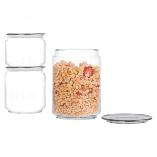 طقم برطمانات زجاجية, 3 قطع (0.5 لتر، 0.75 لتر، 1 لتر), رمادي,عبوات شفافة بغطاء محكم لحفظ التوابل والأعشاب والمواد الجافة, زجاج متين وسهل التنظيف من لومينارك طقم برطمانات زجاجية, 3 قطع (0.5 لتر، 0.75 لتر، 1 لتر), رمادي,عبوات شفافة بغطاء محكم لحفظ التوابل والأعشاب والمواد الجافة, زجاج متين وسهل التنظيف من لومينارك