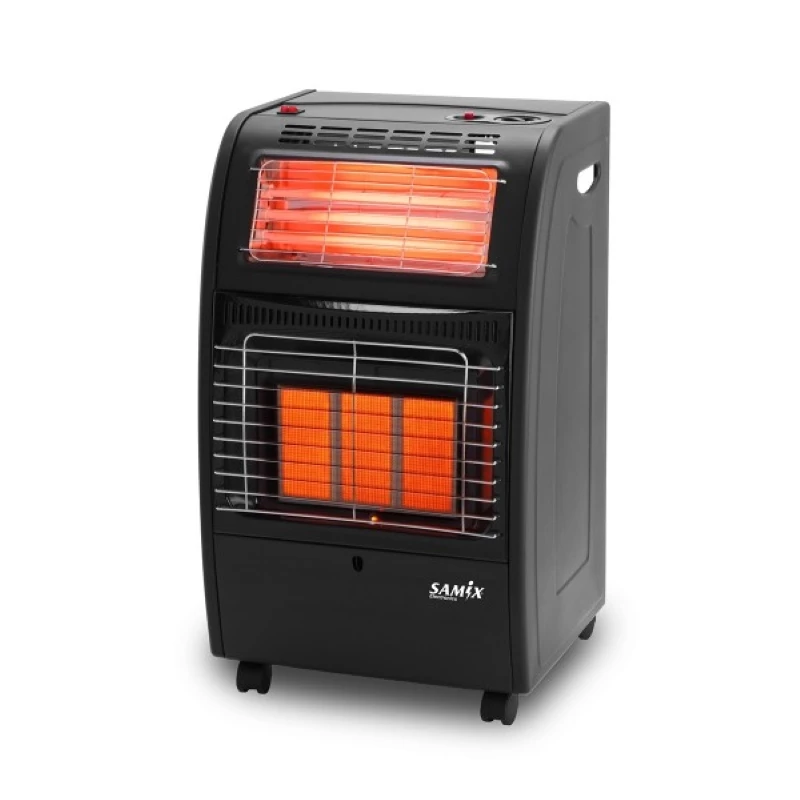 Samix Gas Heater KF-EG006, 3 Ceramic Burner Gas Heater with Electric Heating Option, Full Safety System, Dual Heating Indoor Unit (Regulator & Hose Not Included) - Samix