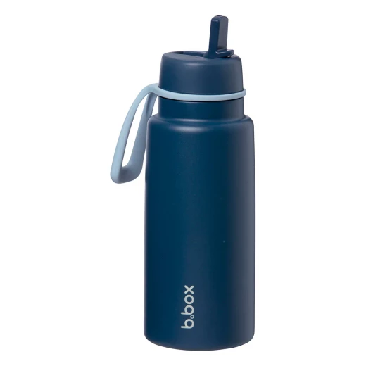 b.box 1L Insulated Flip Top Bottle, Midnight Blue, Triple Layer Stainless Steel Water Bottle with Built-In Straw, Leak-Proof, BPA-Free Thermos for Cold Drinks up to 46 Hours - B.Box - Image 2
