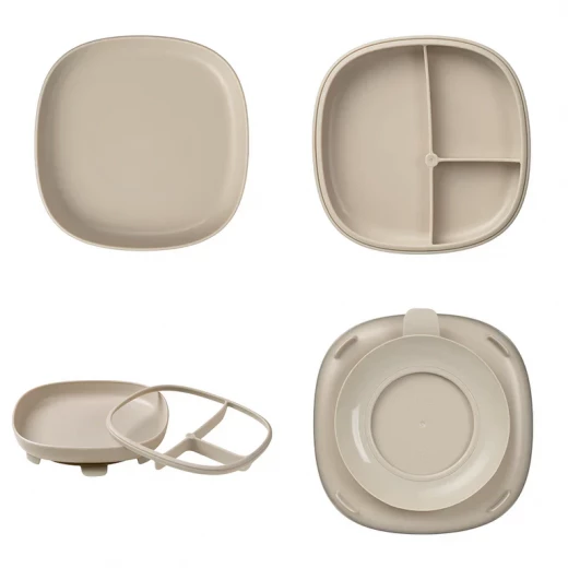 b.box 2-in-1 Suction Plate with Divider, Adjustable Baby Feeding Plate for Self-Feeding, Removable Suction Base & Divider, BPA-Free, Dishwasher & Microwave Safe latte - B.Box - Image 2