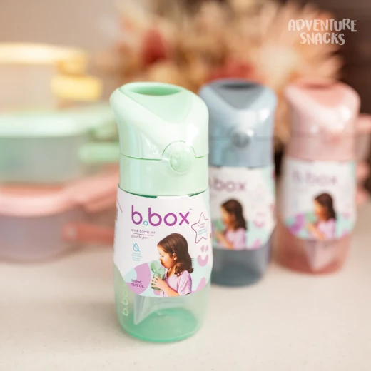 b.box Junior Bottle with Straw, 380ml Leak-Proof Toddler Water Bottle, BPA-Free, Easy-Clean, Push-Button Lid, For Kids 12 Months+ Spearmint - B.Box - Image 5