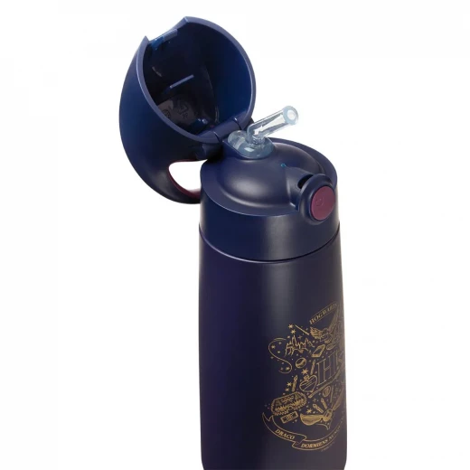 b.box Harry Potter Insulated Thermos Bottle, 500ml Stainless Steel Kids Water Bottle, Push-Button Lid, Silicone Straw, Carry Handle, Cold for 15h / Warm for 8h, BPA-Free - B.Box - Image 2