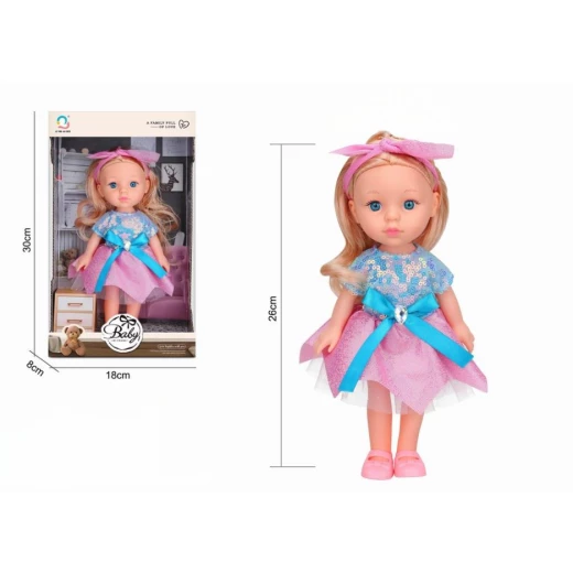 منتج أطفال مميز - Fashion Doll, 26cm Blonde Doll with Blue Eyes, Pink & Blue Outfit, Headband & Jewel, Gift for Kids, Display Window Box منتج أطفال مميز - Fashion Doll, 26cm Blonde Doll with Blue Eyes, Pink & Blue Outfit, Headband & Jewel, Gift for Kids, Display Window Box