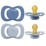 b.box Natural Rubber Pacifiers 0–6 Months, 2-Pack with Protective Cover, Soft Ocean/Sky Colors, BPA-Free, Natural Latex Nipple, For Breastfed Babies - B.Box