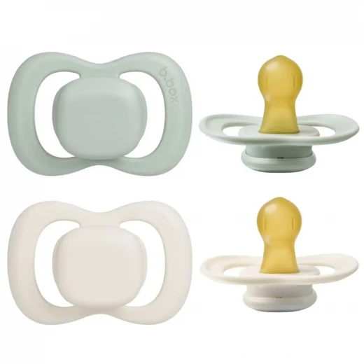 b.box Natural Rubber Pacifiers 0–6 Months, 2-Pack with Protective Cover, Soft sage/vanilla Colors, BPA-Free, Natural Latex Nipple, For Breastfed Babies b.box Natural Rubber Pacifiers 0–6 Months, 2-Pack with Protective Cover, Soft sage/vanilla Colors, BPA-Free, Natural Latex Nipple, For Breastfed Babies