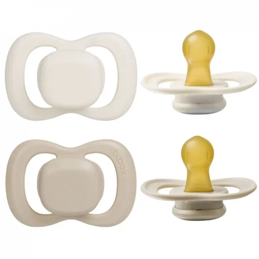 b.box Natural Rubber Pacifiers 0–6 Months, 2-Pack with Protective Cover, Soft vanilla/latte Colors, BPA-Free, Natural Latex Nipple, For Breastfed Babies b.box Natural Rubber Pacifiers 0–6 Months, 2-Pack with Protective Cover, Soft vanilla/latte Colors, BPA-Free, Natural Latex Nipple, For Breastfed Babies