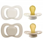 b.box Natural Rubber Pacifiers 0–6 Months, 2-Pack with Protective Cover, Latex 2 Soft vanilla/latte Colors, BPA-Free, Natural Latex Nipple, For Breastfed Babies - B.Box