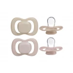 b.box Silicone Pacifiers 6m+, 2-Pack Blush/latte, Orthodontic, Symmetrical Shape, BPA-Free with Protective Cover - B.Box
