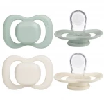 b.box Silicone Pacifiers 6m+, 2-Pack Sage/Vanilla, Orthodontic, Symmetrical Shape, BPA-Free with Protective Cover - B.Box