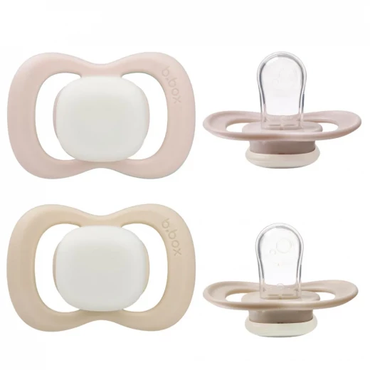 b.box Pacifier Silicone 2 Twin Pack, Blush/Latte | Soft Orthodontic Soother for Newborns | Lightweight & Durable Design | 0m+ - B.Box - Image 13