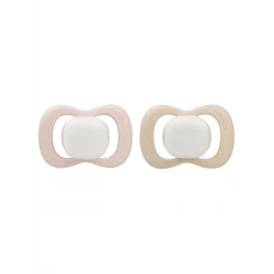 b.box Pacifier Silicone 2 Twin Pack, Blush/Latte | Soft Orthodontic Soother for Newborns | Lightweight & Durable Design | 0m+