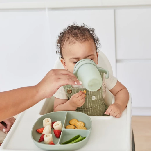 b.box Silicone Spout Cup for Babies, Easy-Grip Handles, Soft Angled Spout, Built-In Cover, BPA-Free, Interchangeable Base & Lid, Spill-Resistant Training Cup Sage - B.Box - Image 2