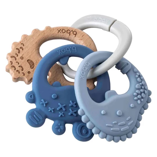 b.box Triple Silicone Teether for Babies, Soft, Safe & Lightweight, Ideal for Teething from 3 Months+, Blue b.box Triple Silicone Teether for Babies, Soft, Safe & Lightweight, Ideal for Teething from 3 Months+, Blue