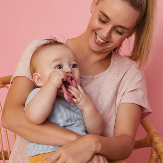 b.box Wrist Teether (Blush), Food-Grade Silicone Baby Teething Bracelet, Multi-Texture, Lightweight, Easy-Grip, Soothes Gums, Dishwasher & Steriliser Safe - B.Box - Image 3