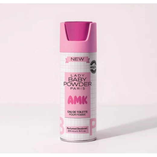 AMK Lady Baby Powder Paris Deodorant Body Spray for Women, Long-Lasting Fresh Scent, Pink, 200ml, Gentle Daily Fragrance Mist AMK Lady Baby Powder Paris Deodorant Body Spray for Women, Long-Lasting Fresh Scent, Pink, 200ml, Gentle Daily Fragrance Mist