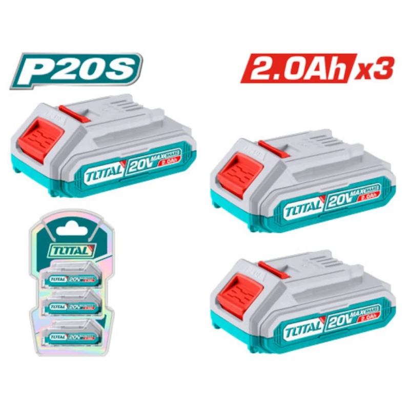 مجموعة بطاريات P20S ليثيوم-أيون 20فولت | 2.0أمبير×3 من توتال (TOSLI240311) - توتال