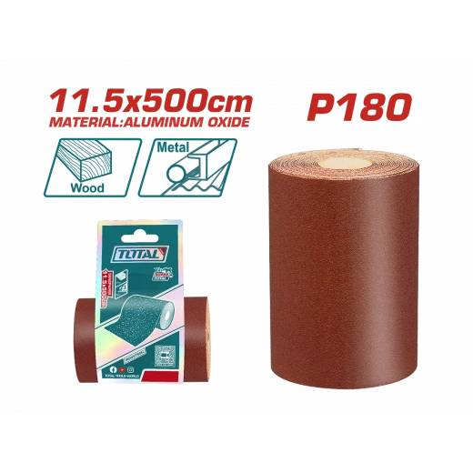 لفة ورق صنفرة P180 مقاس 11.5 سم × 500 سم (TAC18065) من توتال لفة ورق صنفرة P180 مقاس 11.5 سم × 500 سم (TAC18065) من توتال