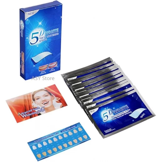 شرائط تبييض الأسنان 5D – عدد 28 شريطًا قويًا بخلاصة خالية من البيروكسيد، تزيل التصبغات والبلاك والجير، تبييض فعّال للأسنان الصفراء خلال أسبوعين - Image 7