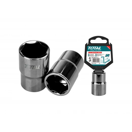 TOTAL 1/2" Hexagonal Socket 21mm, 6-Point, Heat-Treated 50BV30 Material, Black Nickel Plated, with Plastic Hanger for Easy Storage TOTAL 1/2" Hexagonal Socket 21mm, 6-Point, Heat-Treated 50BV30 Material, Black Nickel Plated, with Plastic Hanger for Easy Storage