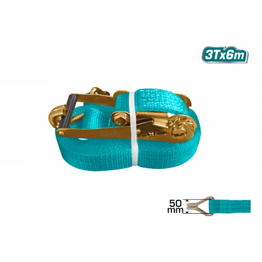 TOTAL Ratchet Straps 3 Ton Load Capacity, 6m Heavy Duty Polyester Webbing with Secure Hooks & Easy Ratchet Tensioning for Cargo, Trucks, Trailers, Storage (Model THTRS3061) TOTAL Ratchet Straps 3 Ton Load Capacity, 6m Heavy Duty Polyester Webbing with Secure Hooks & Easy Ratchet Tensioning for Cargo, Trucks, Trailers, Storage (Model THTRS3061)