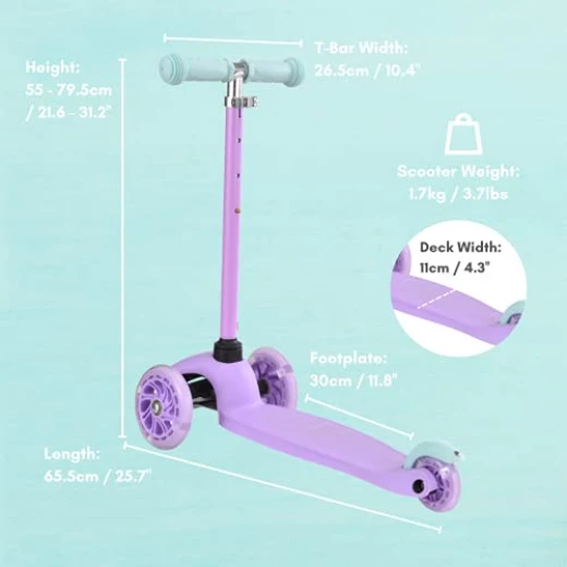 Bold Cube Pastel Coloured 3 Wheel Tri Scooter  Ultra Lightweight 1.8kg Ages 2 - 6 Years Old - Bold cube - Image 7