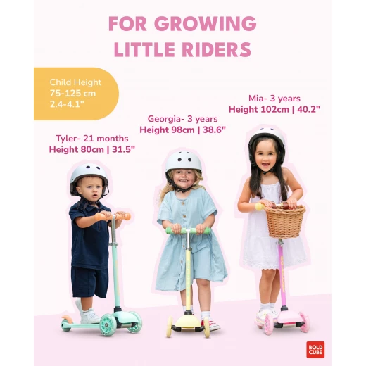 BoldCube Teeny 3-Wheel Scooter – Pink  Lightweight Kids Scooter for Toddlers - Bold cube - Image 3