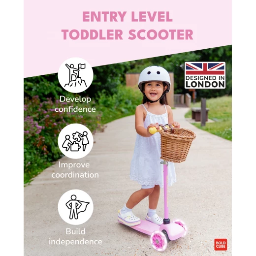 BoldCube Teeny 3-Wheel Scooter – Pink  Lightweight Kids Scooter for Toddlers - Bold cube - Image 2