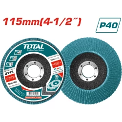 TOTAL 4-1/2'' Zirconium Flap Sanding Disc, 80 Grit, Long-Lasting Abrasive for Metal, Wood & Plastic, Smooth Finish, Fits Standard Angle Grinders