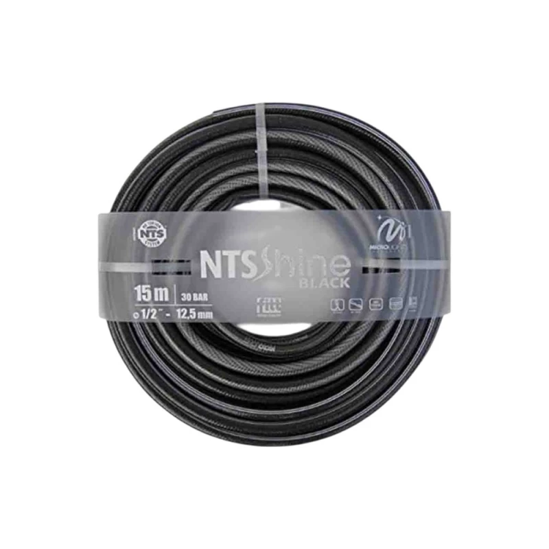 خرطوم حديقة NTS باللون الأسود بطول 15 متر وقطر 1/2 إنش, مرن ومضاد للالتواء, مقاوم لأشعة الشمس والعوامل الجوية, متوافق مع وصلات المياه القياسية
