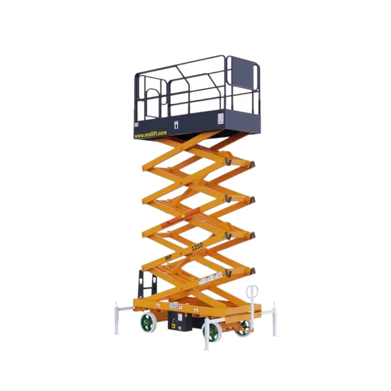 رافعة مقصية بارتفاع 12 متر, منصة عمل آمنة مع قاعدة مستقرة وسياجات حماية, رافعة متينة وسهلة المناورة للاستخدام الصناعي والإنشائي من كاجسان - كاجسان