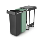 حاويتان مدمجتان Sort & Go بسعة 30×2 لتر , رمادي داكن، مثالية لفرز النفايات داخل الخزائن من برابنتيا - برابانتيا